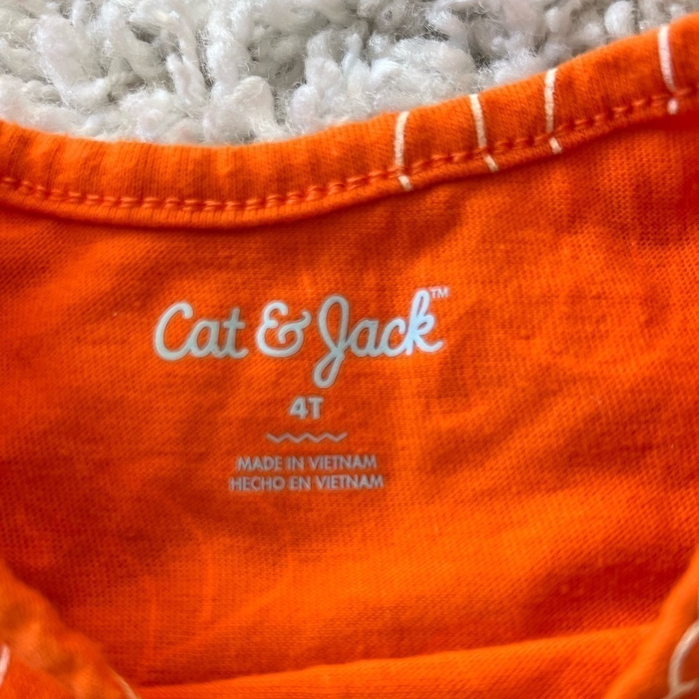 Cat & Jack orange pumpkin long sleeve a-line cotton stretchy dress size 4T - Picture 3 of 5